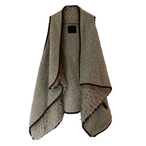 Love Tree Women's Faux Fur Open Front Sweater Vest W/Pockets Size L